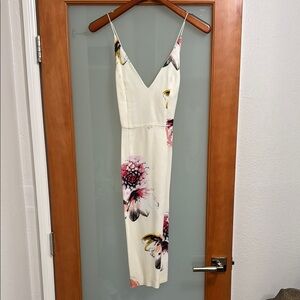 Topshop Cream Sheath Midi Dress with Spaghetti Straps